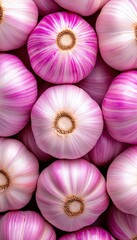 Vibrant purple garlic bulbs arranged beautifully in a natural display.