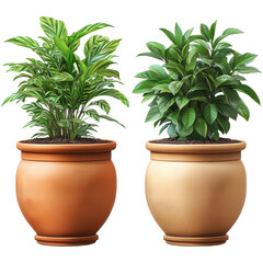 Obraz premium Set of clay planters isolated on transparent background