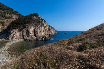 tranquil seascape with pebble beach