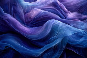Fototapeta premium Abstract Swirling Blue and Purple Fabric Texture Elegant Flowing Digital Art Background