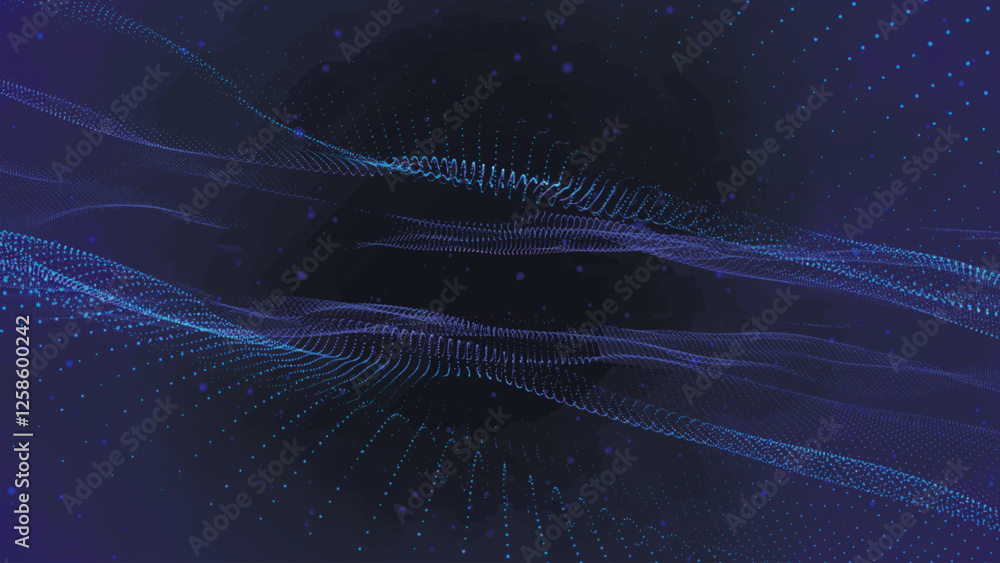 Poster digital technology background. dynamic wave of glowing points. futuristic background for presentatio