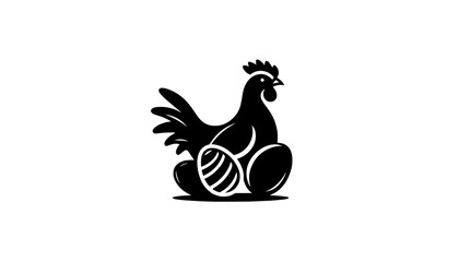 Easter hen with eggs vector illustration