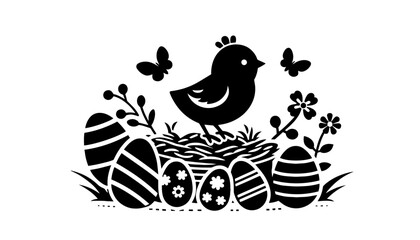 black and white easter nest illustration © Luka