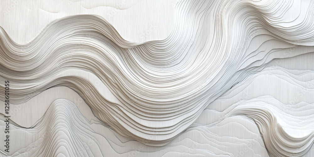 Poster abstract waves of paper: a captivating, textured close-up of an abstract design crafted from layered