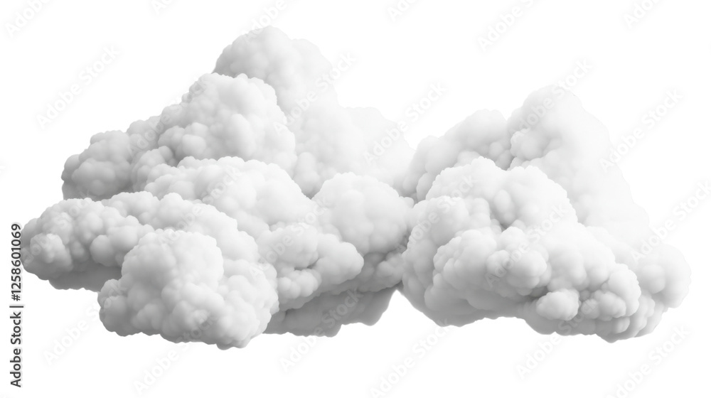 Poster realistic white clouds floating on transparent background