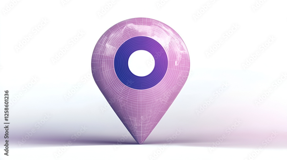 Poster global positioning: abstract 3d rendering of a location pin, symbolizing global connectivity and dig