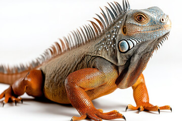 Fototapeta premium A vibrant iguana with striking colors and unique features, showcasing nature's beauty. isolated on white background.