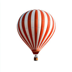 Obraz premium A vibrant red and white striped hot air balloon floating gracefully in the sky. isolated on white background.