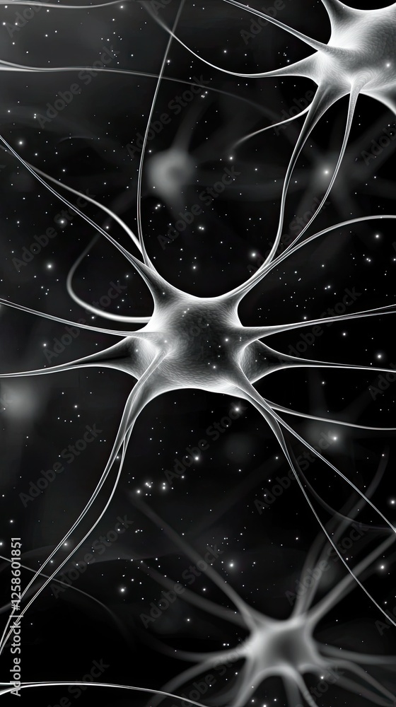 Poster white background showcases intricate organic patterns that evoke the look of neural connections or b