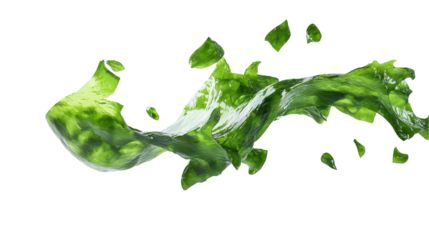 A vibrant splash of green, showcasing fresh leaves in an artistic style. transparent background