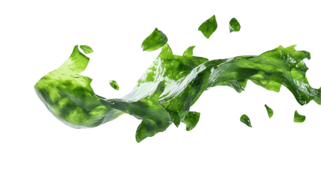 A vibrant splash of green, showcasing fresh leaves in an artistic style. transparent background