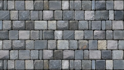 Obraz premium Generated image. Seamless gray cobblestone wall or road background texture. Tileable grungy natural rock