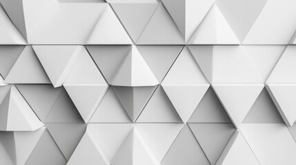 Triangular tiles forming a mosaic pattern in matte gray and white. generative ai