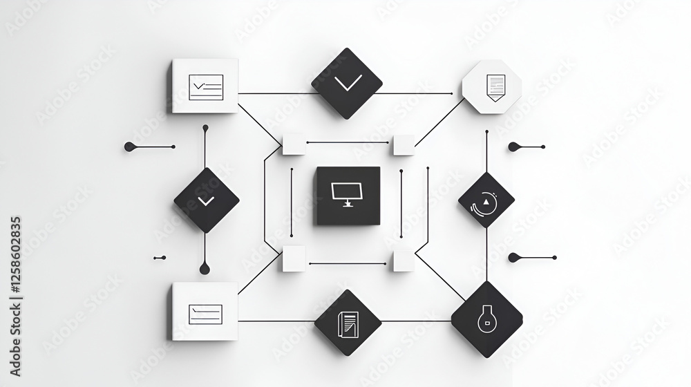 Poster interconnected system: a minimalist illustration depicts a network of interconnected nodes, represen