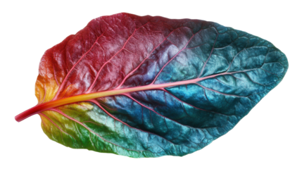 Vibrant rainbow leaf showcasing nature's beauty and diversity. transparent background