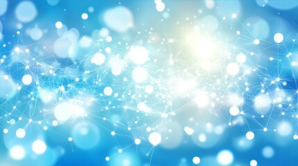 Abstract Network Connections Blurred Lights Brightness Cyan and Azure Hue Gradient Background Design