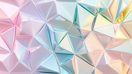 Obraz premium Triangular tiles in soft pastel colors, shiny texture, dynamic wall design, generative ai