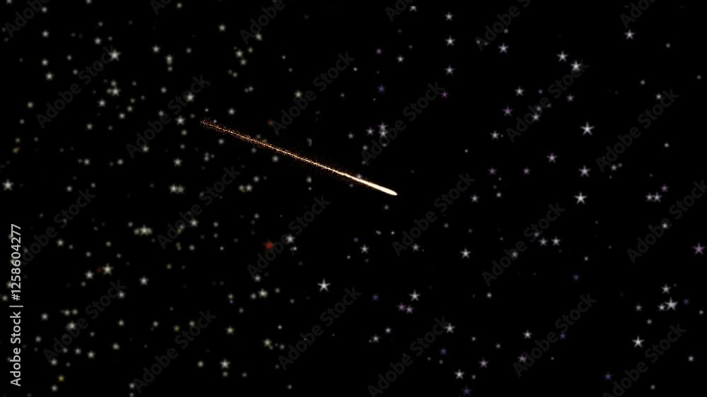 Sticker animation of meteor on black background