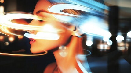 Dynamic light patterns on a stylish portrait.