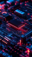 Fototapeta premium Electronic Circuitry and Digital Components Integration Network System High Tech Innovation Era