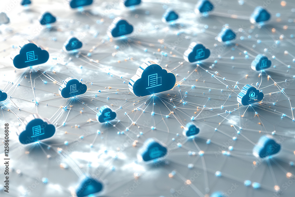 Poster cloud computing network: a conceptual representation of a cloud computing network with interconnecte