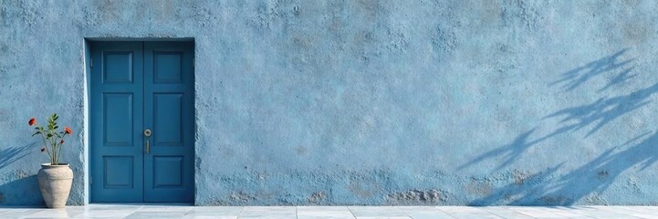 Earthy tone blue-gray stucco wall with a mix of smooth and textured areas, architectural detail, gray