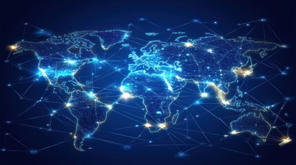 Global network connection, illuminated world map. (1)