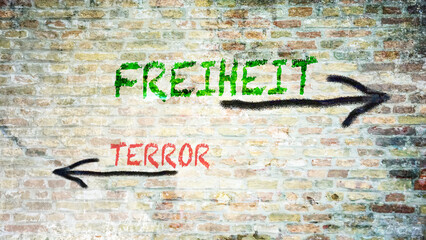 Signposts the direct way to Freedom versus Terror