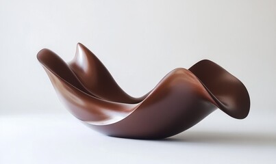 Obraz premium Abstract brown sculptural bowl, studio setting, smooth curves, design object, home decor