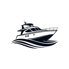 boat silhouette logo vector line art logo design