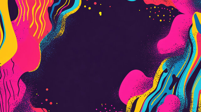 Bright and vibrant 80s-inspired vintage poster with space for customizable text