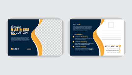 Corporate idea Abstract stylish Double sided Landscape poster, creative business solution marketing agency business postcard or modern flyer template
