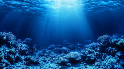 Fototapeta premium Exploring the serene beauty of the deep underwater world with soft white bubbles