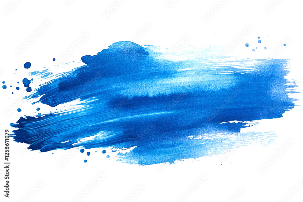 Poster vibrant blue watercolor brush stroke creates a dynamic and textured design element, perfect for addi