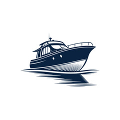 boat silhouette logo vector line art logo design