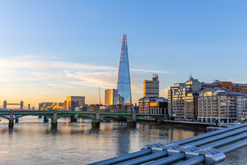 The Shard in London on the Thames in the morning