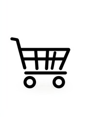 Simple Shopping Cart Icon with White Background