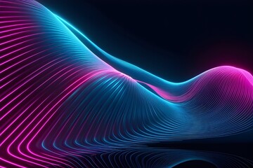 Abstract wave composed of futuristic blue and neon pink colours