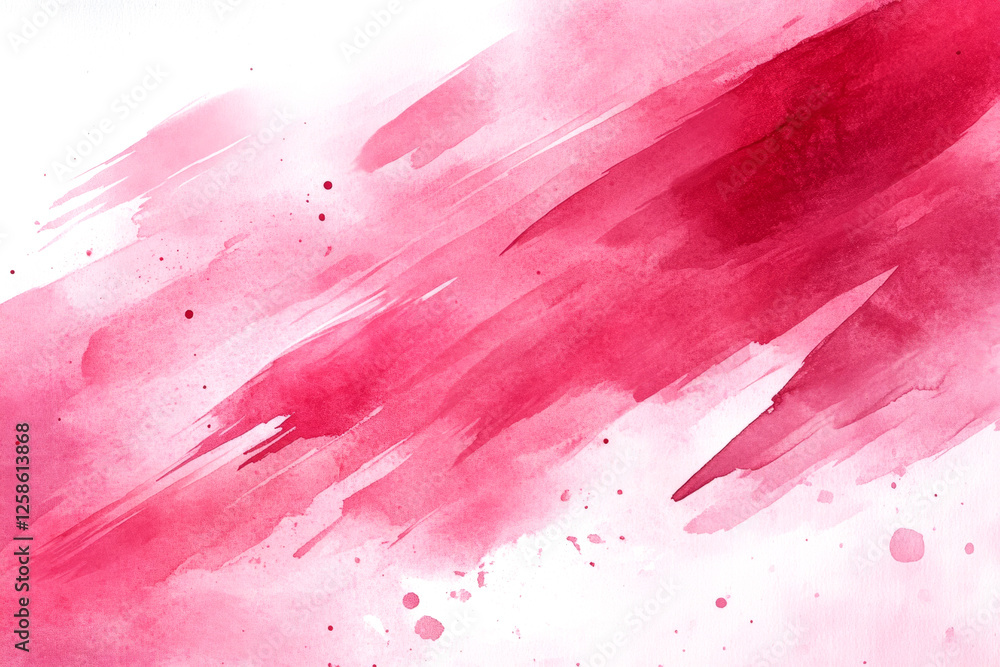 Poster pink brush strokes dynamically sweeping across a white background, creating a vibrant and textured w