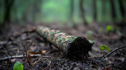 Obraz premium Camouflaged Log on Forest Floor