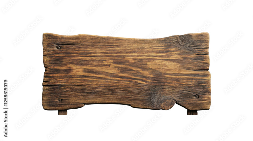Poster old empty wooden sign with nails and transparent background for easy editing