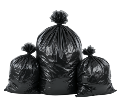 Plastic trash garbage bags isolated on transparent background, png
