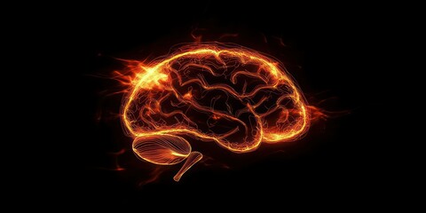 A glowing brain outline against a dark background, representing creativity and innovation.