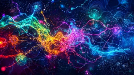 Abstract Colorful Digital Design With Glowing Dots