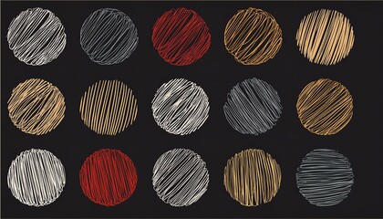 Scribble texture pattern circle set. Hand drawn line texture, doodle decorative spiral, scribble graphic round element. Circle pen drawn brush grunge texture. perfect any project.