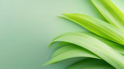 Fototapeta premium Bright Green Leaves on Pastel Background