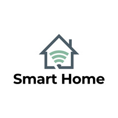 Smart house logo. Smart home logo icon with wireless connection concept.