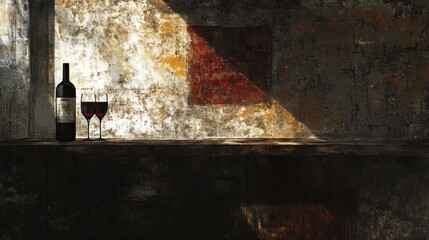 Wine and Shadows: A Still Life Composition