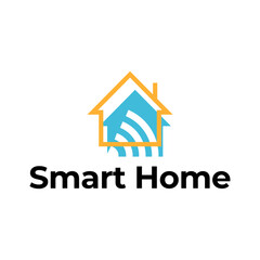 Smart house logo. Smart home logo icon with wireless connection concept.