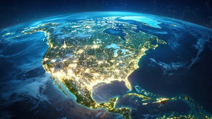 North America Night Lights Satellite View